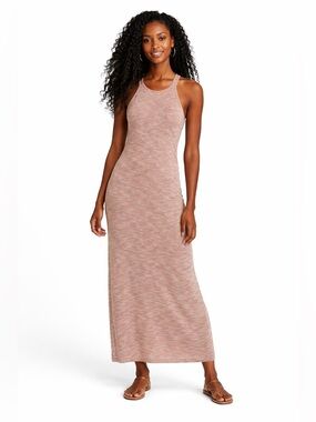 Old Navy Heathered Dusty Rose Sleeveless Maxi Dress